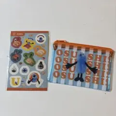 パペットスンスン　スシロー　ステッカーとポーチセット