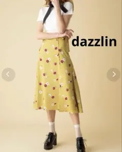 dazzlin サイドリボン スリット ロングスカート 花柄 マスタードイエローのサムネイル