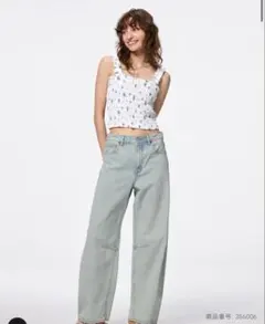 バレルレッグジーンズ ライトブルー