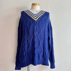 希少 90s 紺タグ OLD GAP オールドギャップ チルデンニット実寸L程度