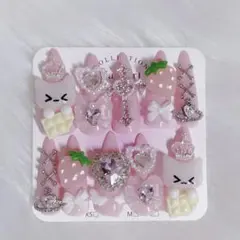 現品 ネイルチップ 平成女児　ねこ　量産型　地雷系　ハンドメイド バレンタイン