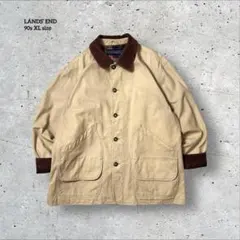 90s古着ランズエンドLANDS’ ENDハンティングジャケットハーフコート裏地