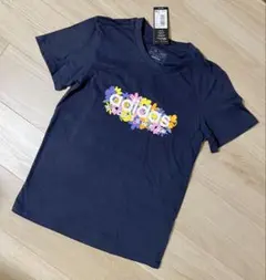 ◽️新品　アディダス　コットン100% フラワーグラフィックTシャツ　M ネイビー