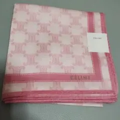 CÉLINE ロゴ入り 淡いピンク ハンカチ
