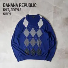 BANANA REPUBLIC 00s シルクコットンニット ネイビー Lのサムネイル