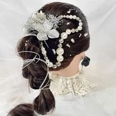 シルバー髪飾り　成人式髪飾り　チェーン髪飾り　髪飾り　卒業式髪飾り　和装