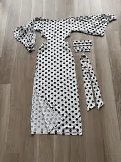 水玉模様オフショルダーベリーダンスレッスン用　Mサイズ