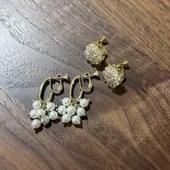 イヤリング　パール　フラワー