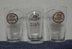 ​【昭和レトロ】キリンビール グラス ３個セット 非売品 麒麟金プリントロゴ