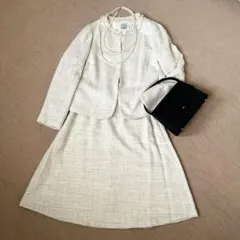 【新品】組曲　フォーマル卒業入学式　ノーカラーラメツイードセットアップ　サイズ6