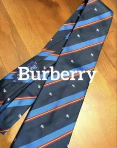 Burberry シルク100% ネクタイ ネイビー ストライプのサムネイル