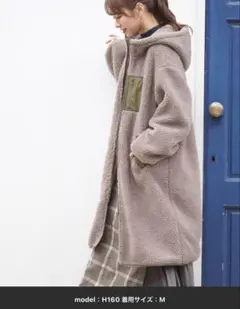 ボアロングフードブルゾン ロング丈 Mサイズ