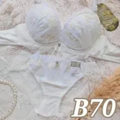№1572【B70】ルミナスティアラレースブラジャー＆バック透けショーツ