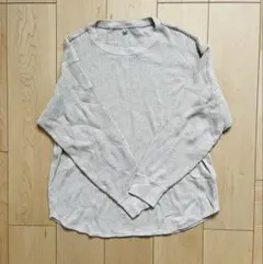 UNIQLO ベージュ　長袖ワッフルTシャツ Ｌ