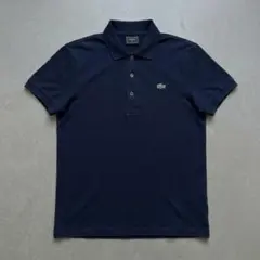 【白ワニ】LACOSTE ラコステ ポロシャツ ネイビー 刺繍ロゴ