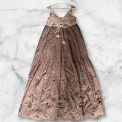 極美品✨希少グレースクラス　刺繍 レース ティアード ワンピースマキシ