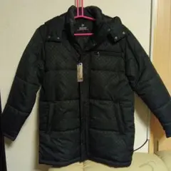 ブラックダウンジャケット キルティングデザイン