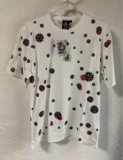 BRAT　ネックレス付き　総柄クルーネックTシャツ（半袖）　白黒　L 　パンク