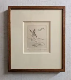 AA山本容子 銅版画「GENTLE」カ−テンは高潔な彫刻家 自筆サイン 限定