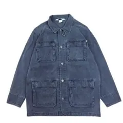 manifest ブラック デニム カバーオール ジャケット ブルゾン ロゴ