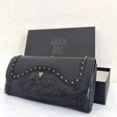ANNA SUI アナスイ 長財布 レザー　黒　がま口 バタフライ 花柄 箱付のサムネイル