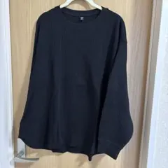 ＊UNIQLO＊ワッフルTシャツ ブラック XXL