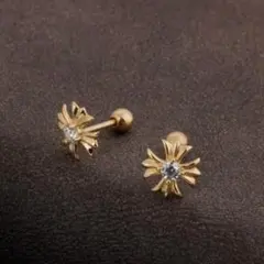 ピアス メンズ レディース つけっぱなし ペア クロス ジルコニア ゴールド