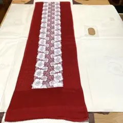 着物-帯揚げ62【丹後ちりめん】晴れの日にレース花文様 深紅 【新品未使用品】