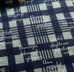 オックス 英字 ウェーブチェック ネイビーミント 1M 生地