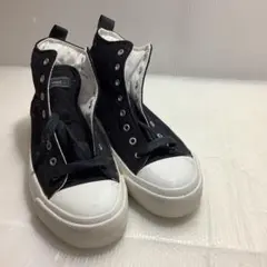 10.9◎F552◎ニコアンド◎ハイカットスニーカー◎綿100%◎ブラック◎紐付