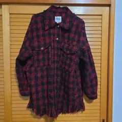 ZARA 赤黒 チェック柄 長袖シャツ M
