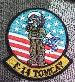《星条旗F14猫パイロット》軍魂■トムキャット刺繍ワッペン◇サバゲー・ミリタリー