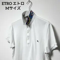 【美品】ETRO エトロ 半袖ポロシャツ ペガサス刺繡ロゴ ペイズリー柄