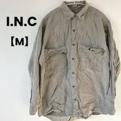 希少✨I.N.C コットンシャツ ミリタリー M オーバーサイズ ゆるだぼ 古着