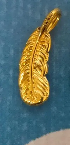 24K 羽根 フェザー ペンダントトップ 足金999刻印またはk24刻印 24金 