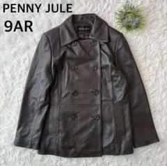 ペニージュール 羊革 レザージャケット 黒 9AR ダブルボタン アウター