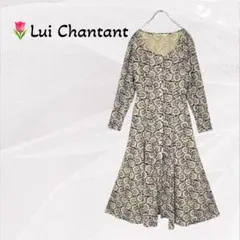 196【Lui Chantant】長袖シャツワンピース ロングレトロ ドレス総柄