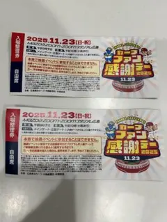 カープファン感謝デー2025 入場整理券　自由席2枚のサムネイル