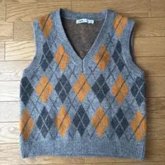 ZARA アーガイル柄ニットベスト EUR S