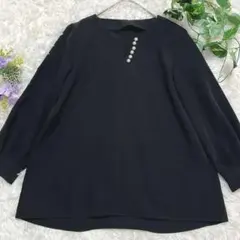 美品✨ROPE PICNIC パール付き ブラウス ネイビー38 七分袖