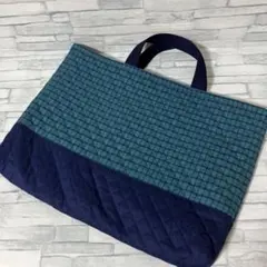 緑ギンガム　レッスンバッグ　絵本バッグ　図書バッグ　男の子　女の子