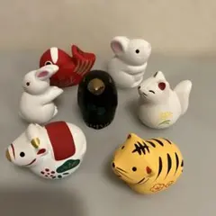 置物 7点セット 縁起物 陶器製　おみくじ　京都のサムネイル