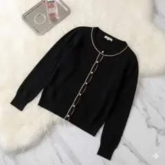極美品✨ ロペピクニック パールボタン カーディガン ブラック 金 黒 上品