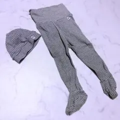 H&M 足つき パンツ 帽子 ストライプ 2点セット 新品未使用品 70cm~