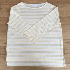 【ヒューマンウーマン】長袖　ボーダーカットソー　Tシャツ　Ｍ　コットン　イエローのサムネイル