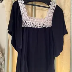 MAITRESSE ❣️ブラックチュニック 半袖 刺繍襟