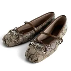 未使用 GUCCI GGクリスタル ホースビット バレエシューズ 37 現行のサムネイル