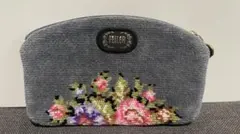 FEILER グレー 花柄 ポーチ