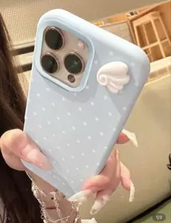 SHEIN iPhone14ケース 水色 水玉