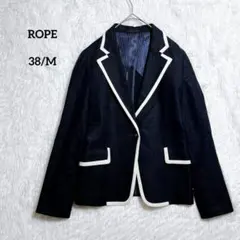 ROPE ロペ テーラードジャケット ネイビー M パイピング リネン 長袖のサムネイル